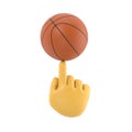 Cartoon Gesture Icon Mockup.3d businessman\'s hand is spinning a basketball ball on his finger,Supports PNG files