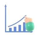 Cartoon Gesture Icon Mockup.Growth graph concept. Businessman draws a chart of financial growth. Royalty Free Stock Photo