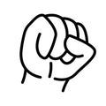Cartoon gesture line icons set. Character hand.