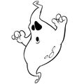 Cartoon ghost outline. Halloween vector illustration isolated on a white background.