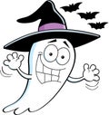 Cartoon Ghost Wearing a Witchs Hat