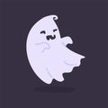 Cartoon ghost in white robe floating Haunt and scare people on Halloween night