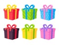 Cartoon gift boxes set Royalty Free Stock Photo