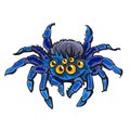 Cartoon gigantic spider. Halloween character. Hand drawn vector illustration. Royalty Free Stock Photo