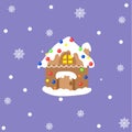 Cartoon gingerbread house. vector illustration Royalty Free Stock Photo