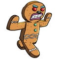 Cartoon Gingerbread man on an angry rampage. Isolated vector illustration Royalty Free Stock Photo