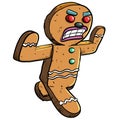 Cartoon Gingerbread man on an angry rampage. Isolated vector illustration