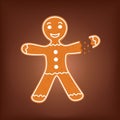 Cartoon gingerbread man with bite or broken missing arm. Funny Christmas cookie vector illustration