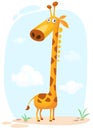 Cartoon giraffe character. Vector illustration isolated on nature background. Royalty Free Stock Photo