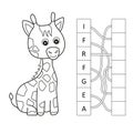 Cartoon giraffe crossword. Put the letters in the correct order Royalty Free Stock Photo