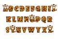 Cartoon Giraffe font Lettering. Alphabet set Royalty Free Stock Photo