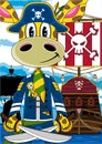 Cartoon Giraffe Pirate and Galleon