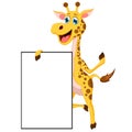 Cartoon giraffe posing with blank sign