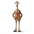 Cartoon Giraffe In A Stylish Suit Highly Textured, Movie Still, Life-size Figure