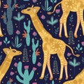 Cartoon giraffe vector illustration.