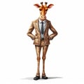 Cartoon Giraffe In Suit: Hyperrealistic Portraitures Of A Friendly Anthropomorphic Character