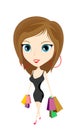 Cartoon girl with bags