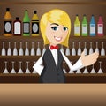 Cartoon girl bartender at cocktail bar