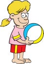 Cartoon girl with a beach ball Royalty Free Stock Photo