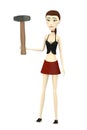 Cartoon girl with blacksmith hammer