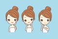 Cartoon girl care her face Royalty Free Stock Photo