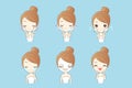 Cartoon girl care her face Royalty Free Stock Photo