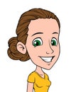 Cartoon girl character portrait vector avatar