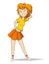 Cartoon girl cheerleader in short skirt Royalty Free Stock Photo