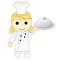 Cartoon Girl Chef Carry Food