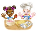 Cartoon Girl Chefs Cooking Royalty Free Stock Photo