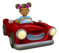 Cartoon Girl Driving Car Royalty Free Stock Photo