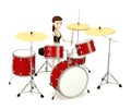 Cartoon girl with drumset