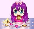 Cartoon Girl eating Cookie