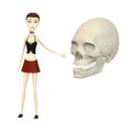 Cartoon girl with female skull