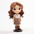 Cartoon Girl Figurine With Medium Golden Brown Hair