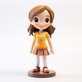 Cartoon Girl Figurine With Medium Golden Brown Hair
