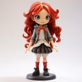 Cartoon Girl Figurine With Red Hair And Red Pants
