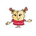 Cartoon girl with funny hairstyle Royalty Free Stock Photo