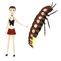 Cartoon girl with glow worm Royalty Free Stock Photo