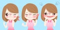 Cartoon girl have toothache