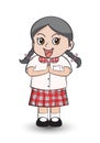 Cartoon girl hello thai style