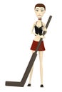 Cartoon girl with hockeystick
