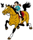 Cartoon girl with horse Royalty Free Stock Photo