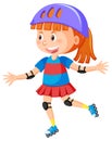 Cartoon girl on inline skates Royalty Free Stock Photo