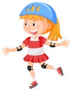 Cartoon girl on inline skates Royalty Free Stock Photo