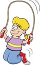 Cartoon girl jumping rope Royalty Free Stock Photo