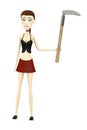 Cartoon girl with kama weapon