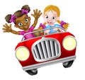 Cartoon Girl Kids Driving Car