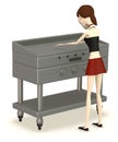 Cartoon girl with kitchen machine