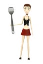 Cartoon girl with kitchen untensil Royalty Free Stock Photo